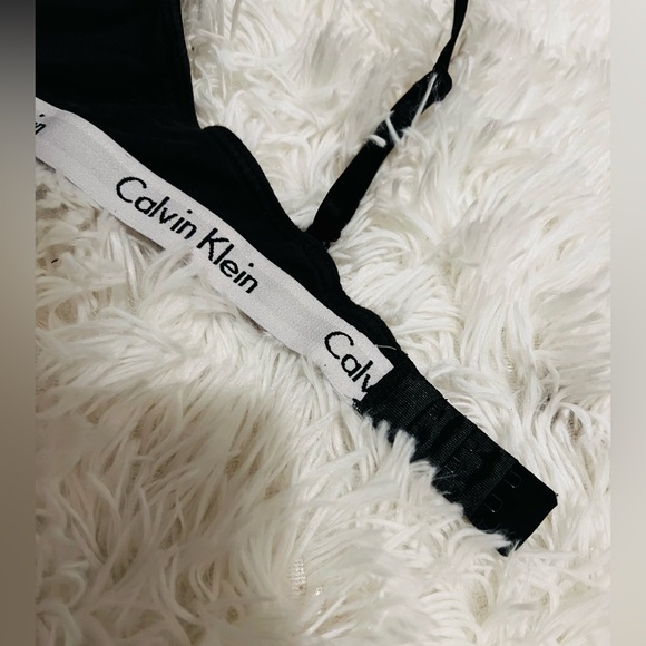 Calvin Klein Bralette - Triangle - Cotton - Black / White - Adjustable - SZ S - Picture 4 of 7